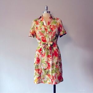 Floral Jones New York Sport button down mini dress with tie belt and pockets